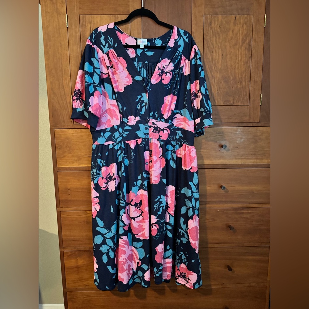 Floral blue background Skylar Dress
